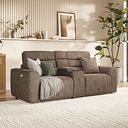 Cohen Group 8 Electric Recliner with 1 console in Miller Earth Brown Fabric