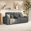 Cohen Group 8 Electric Recliner with 1 console in Miller Grey Fabric