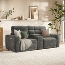 Cohen Group 8 Electric Recliner with 1 console in Plush Charcoal Fabric