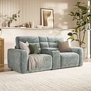 Cohen Group 8 Electric Recliner with 1 console in Plush Silver Fabric