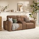 Cohen Group 8 Electric Recliner with 1 console in Ranch Brown Fabric