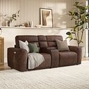 Cohen Group 8 Electric Recliner with 1 console in Ranch Dark Brown Fabric