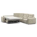 Cohen Large Corner Electric Recliner with Left Hand Sofa Bed and Console in Plush Beige Fabric