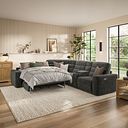 Cohen Large Corner Electric Recliner with Left Hand Sofa Bed and Console in Plush Charcoal Fabric