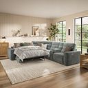 Cohen Large Corner Electric Recliner with Left Hand Sofa Bed and Console in Plush Silver Fabric