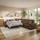 Cohen Large Corner Electric Recliner with Left Hand Sofa Bed and Console in Ranch Brown Fabric