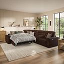 Cohen Large Corner Electric Recliner with Left Hand Sofa Bed and Console in Ranch Dark Brown Fabric