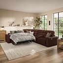 Cohen Large Corner Electric Recliner with Left Hand Sofa Bed and Console in Virgo Chestnut Leather