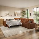Cohen Large Corner Electric Recliner with Left Hand Sofa Bed and Console in Virgo Cognac Leather