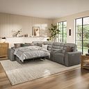 Cohen Large Corner Electric Recliner with Left Hand Sofa Bed and Console in Virgo Platinum Leather