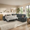 Cohen Large Corner Electric Recliner with Left Hand Sofa Bed in Dapple Grey Fabric