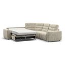 Cohen Large Corner Electric Recliner with Left Hand Sofa Bed in Plush Beige Fabric