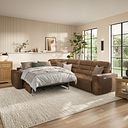 Cohen Large Corner Electric Recliner with Left Hand Sofa Bed in Ranch Brown Fabric