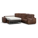 Cohen Large Corner Electric Recliner with Left Hand Sofa Bed in Ranch Dark Brown Fabric