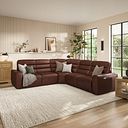 Cohen Large Corner Electric Recliner with Left Hand Sofa Bed in Virgo Chestnut Leather