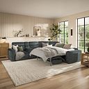 Cohen Large Corner Electric Recliner with Right Hand Sofa Bed and Console in Dapple Grey Fabric