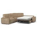Cohen Large Corner Electric Recliner with Right Hand Sofa Bed and Console in Dapple Taupe Fabric