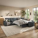 Cohen Large Corner Electric Recliner with Right Hand Sofa Bed and Console in Miller Grey Fabric