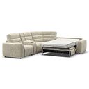 Cohen Large Corner Electric Recliner with Right Hand Sofa Bed and Console in Plush Beige Fabric