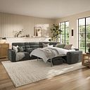 Cohen Large Corner Electric Recliner with Right Hand Sofa Bed and Console in Plush Charcoal Fabric