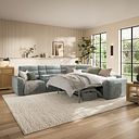 Cohen Large Corner Electric Recliner with Right Hand Sofa Bed and Console in Plush Silver Fabric