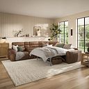 Cohen Large Corner Electric Recliner with Right Hand Sofa Bed and Console in Ranch Brown Fabric