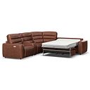 Cohen Large Corner Electric Recliner with Right Hand Sofa Bed and Console in Virgo Chestnut Leather
