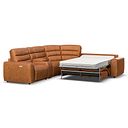 Cohen Large Corner Electric Recliner with Right Hand Sofa Bed and Console in Virgo Cognac Leather