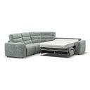 Cohen Large Corner Electric Recliner with Right Hand Sofa Bed in Plush Silver Fabric