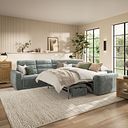 Cohen Large Corner Electric Recliner with Right Hand Sofa Bed in Plush Silver Fabric