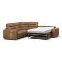 Cohen Large Corner Electric Recliner with Right Hand Sofa Bed in Ranch Brown Fabric