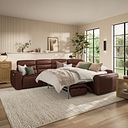 Cohen Large Corner Electric Recliner with Right Hand Sofa Bed in Virgo Chestnut Leather