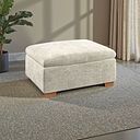 Colorado Storage Footstool in Plush Beige Fabric