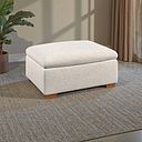Colorado Storage Footstool in Hopsack Natural Fabric