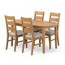 Corton Natural Extending Dining Table and 4 Linear Natural Oak Chair with Verona Cream Fabric