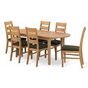 Corton Natural Extending Dining Table and 6 Linear Natural Oak Chair with Verona Green Fabric