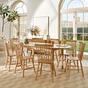 Corton Natural Oak Oval Extending Dining Table 160-200cm + 8 Kingham Natural Oak Spindle Chair