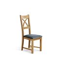 Cross Back Natural Solid Oak Chair with Heritage Granite Velvet Seat
