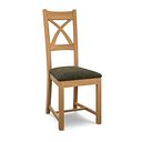 Cross Back Natural Solid Oak Chair with Verona Green Fabric Seat