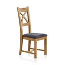 Cross Back Natural Solid Oak Chair with Plain Charcoal Fabric Seat
