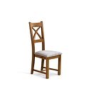 Cross Back Rustic Solid Oak Chair with Heritage Mink Velvet Seat
