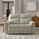 Dalton 2 Seater Electric Recliner Sofa with Power Headrests in Bone China Leather
