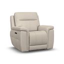 Dalton Electric Recliner Armchair with Power Headrest in Bella Barley White Fabric