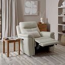 Dalton Electric Recliner Armchair with Power Headrest in Bone China Leather