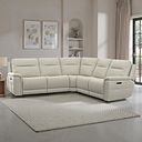 Dalton Large Corner Electric Recliner Sofa in Bone China Leather