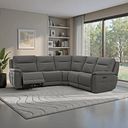 Dalton Large Corner Electric Recliner Sofa with Power Headrests in Elephant Grey Leather