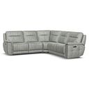 Dalton Large Corner Electric Recliner Sofa with Power Headrests in Marble Silver Fabric