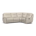 Dalton Left Hand Corner Electric Recliner Sofa in Bella Barley White Fabric