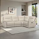 Dalton Left Hand Corner Electric Recliner Sofa in Bella Barley White Fabric