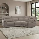 Dalton Left Hand Corner Electric Recliner Sofa in Oyster Leather